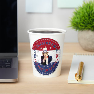 2024 Red and Blue Let Freedom Ring Uncle Sam Paper Cups