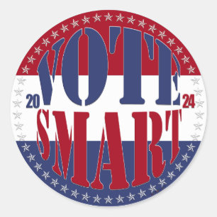 2024 Red and Blue VOTE SMART 2 Classic Round Sticker