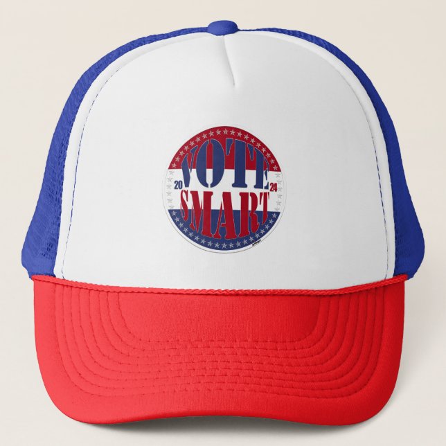 2024 Red and Blue VOTE SMART 2 Trucker Hat (Front)