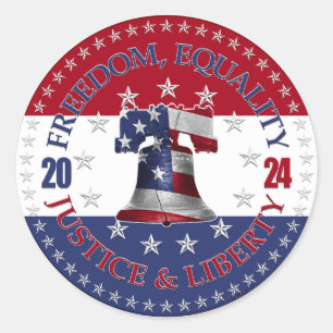 2024 Red Blue Freedom, Equality, Justice Liberty B Classic Round Sticker
