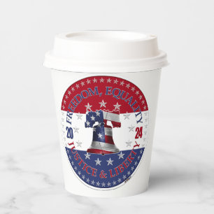 2024 Red Blue Freedom, Equality, Justice Liberty B Paper Cups