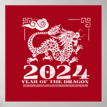 2024 Red Chinese Zodiac Year of the Dragon 