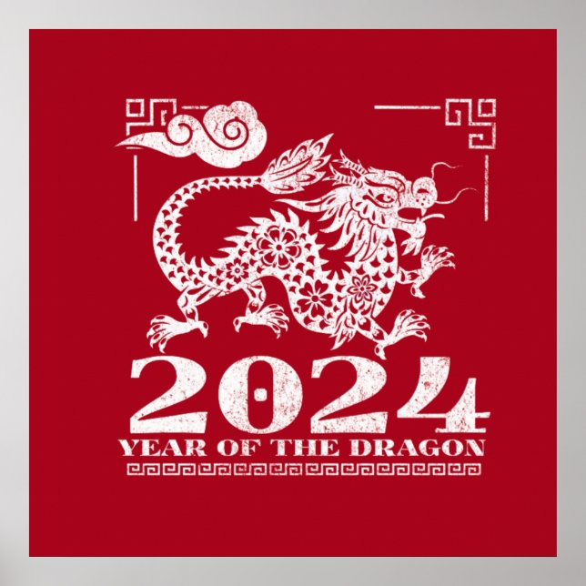 2024 Red Chinese Zodiac Year of the Dragon  Poster (Front)