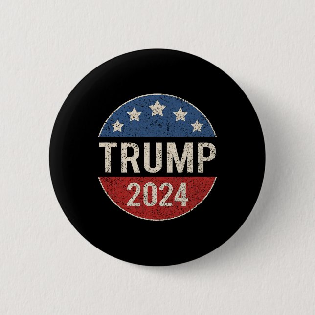 2024 Retro Campaign Button Re Elect President Trum (Front)