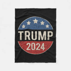 2024 Retro Campaign Button Re Elect President Trum Fleece Blanket