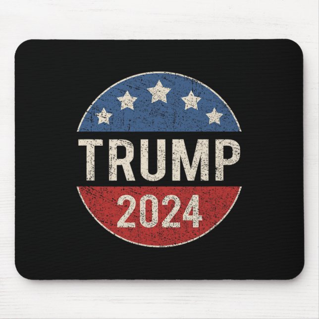 2024 Retro Campaign Button Re Elect President Trum Mouse Pad (Front)