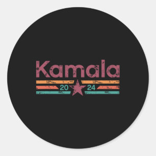 2024 Retro Colour Grunge Stripes Kamala Harris 202 Classic Round Sticker