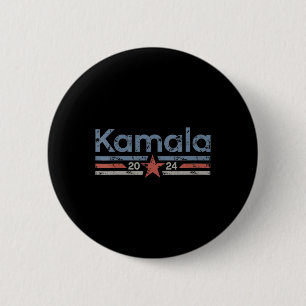 2024 Retro Grunge Stripes Vintage Kamala Harris 20 6 Cm Round Badge