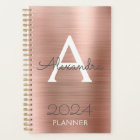 2024 Rose Gold Blush Pink Sparkle Monogram