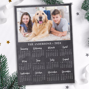 2024 Rustic Photo 12 Month Full Year Calendar Holiday Card