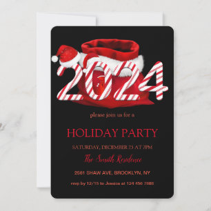 2024 Santa Claus, snowflakes elegant chic Invitation