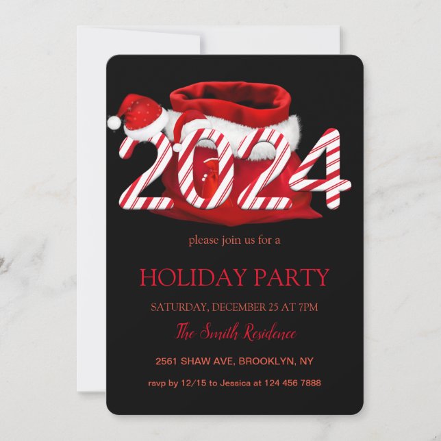 2024 Santa Claus, snowflakes elegant chic Invitation (Front)