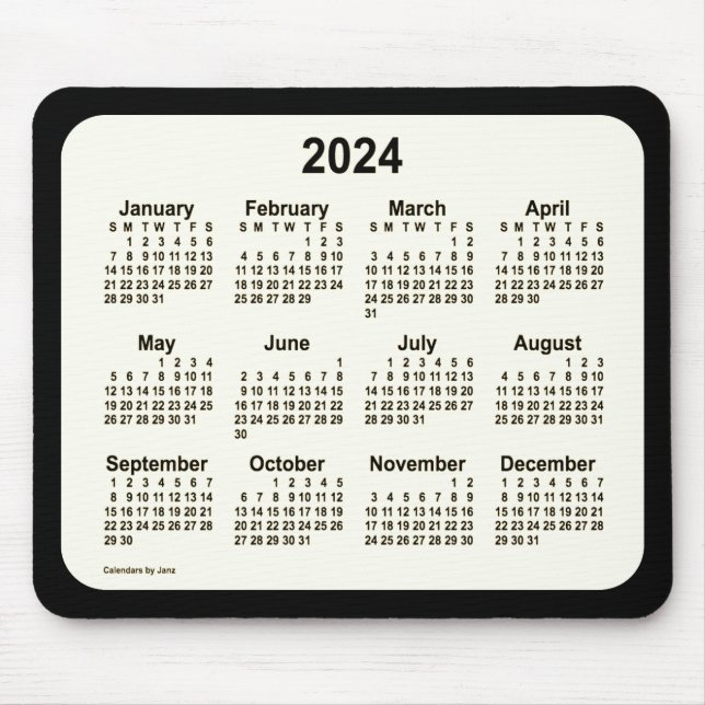2024 Sepia on Black Calendar by Janz Two Tone Mouse Pad (Front)