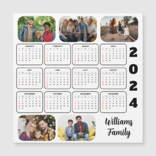 2024 Simple Modern Custom 5 Photos Family Calendar