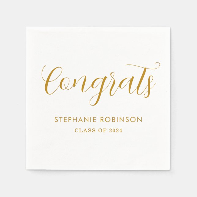 2024 Simple Modern Gold Script Graduation  Napkin (Front)