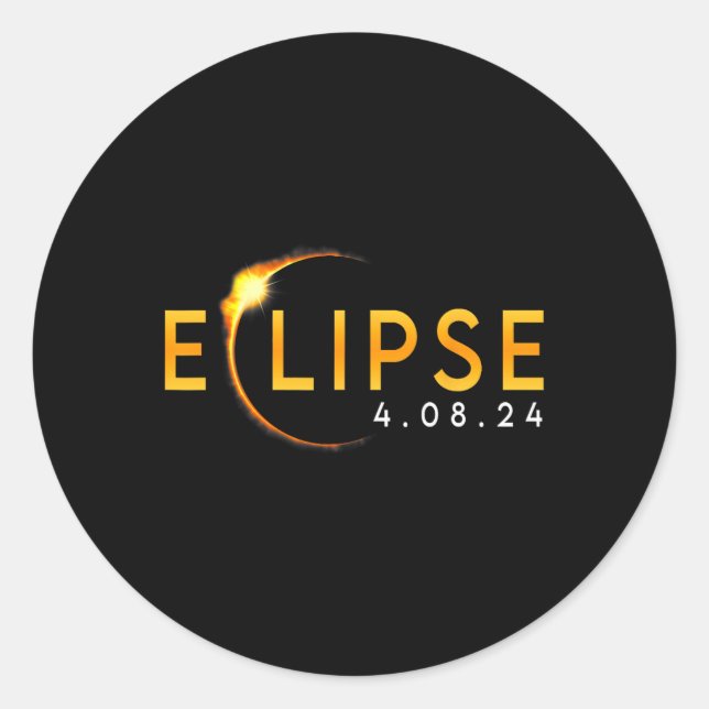 2024 Solar Eclipse 2024 040824 Eclipse Mens Womens Classic Round Sticker (Front)