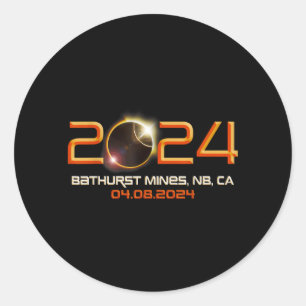 2024 Solar Eclipse Bathurst Mines New Brunswick Classic Round Sticker