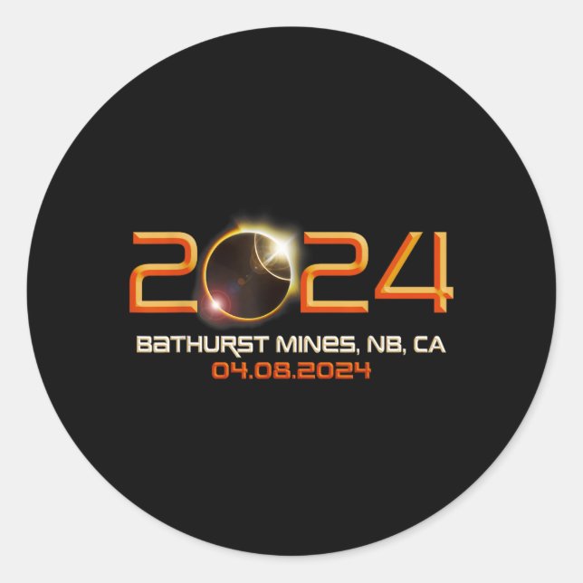 2024 Solar Eclipse Bathurst Mines New Brunswick Classic Round Sticker (Front)