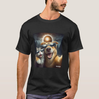 2024 Solar Eclipse Cat And Dog Wearing Solar Eclip T-Shirt