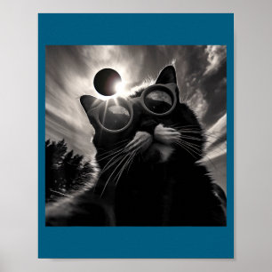 2024 Solar Eclipse Funny Cat Wearing Eclipse Gles Poster