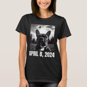 2024 Solar Eclipse Funny French Bulldog Selfie For T-Shirt