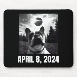 2024 Solar Eclipse Funny French Bulldog Selfie Men Mouse Pad