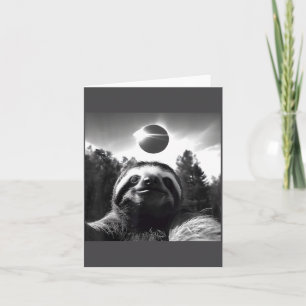 2024 Solar Eclipse Funny Sloth Selfie Card