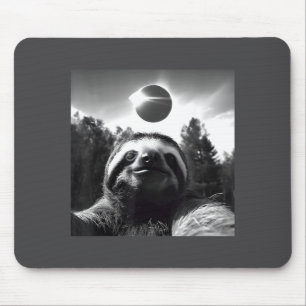 2024 Solar Eclipse Funny Sloth Selfie  Mouse Pad