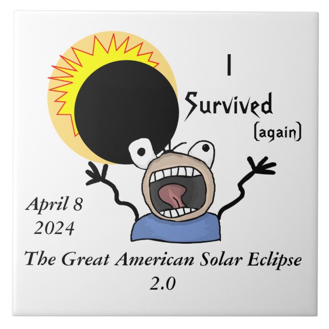 2024 Solar Eclipse Survival Edition Ceramic Tile (Front)