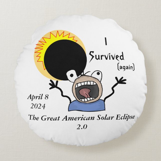2024 Solar Eclipse Survival Edition Round Cushion (Front)