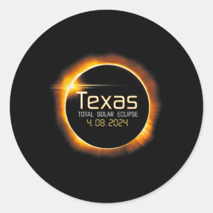 2024 Solar Eclipse Texas Usa Totality Classic Round Sticker
