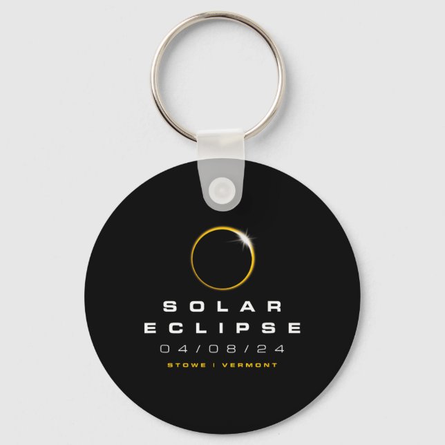 2024 Stowe Vermont Solar Eclipse Key Ring (Front)