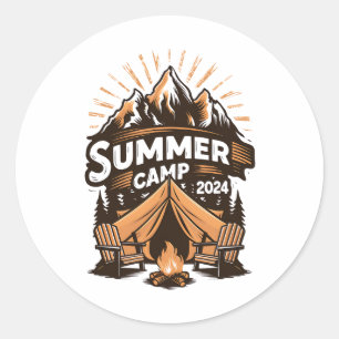 2024 Summer Camp Summer Camping Vacation Matching Classic Round Sticker