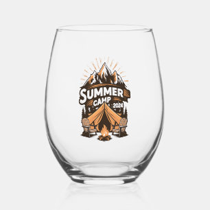 2024 Summer Camp Summer Camping Vacation Matching Stemless Wine Glass