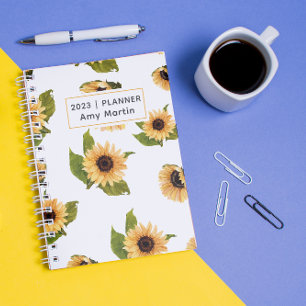 2024 Sunflower Greenery Weekly Monthly Non Dated Planner