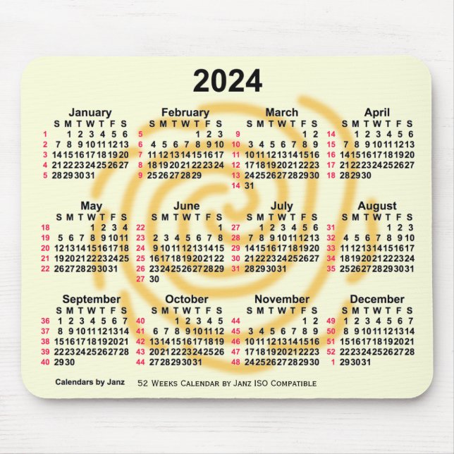 2024 Sunny Days 52 Weeks ISO Calendar by Janz Mouse Pad (Front)
