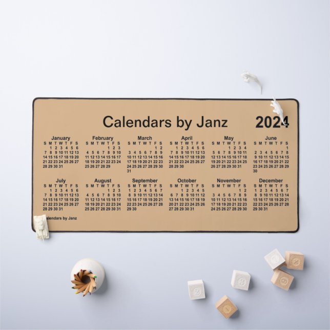2024 Tan Large Print Calendar by Janz Desk Mat (Kids Table)