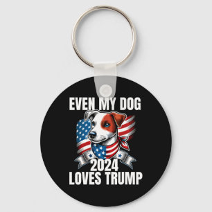 2024 Terrier Dog Usa Flag Even My Dog Loves Trump Key Ring