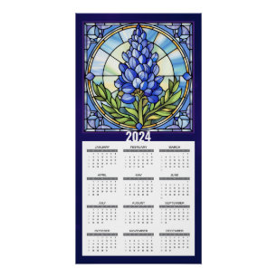2024 Texas Bluebonnet Calendar Poster