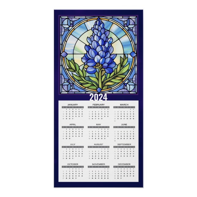 2024 Texas Bluebonnet Calendar Poster (Front)