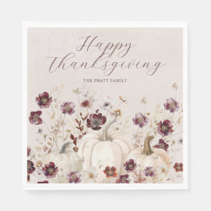 2024 Thanksgiving Dinner Pumpkin Wildflower Napkin