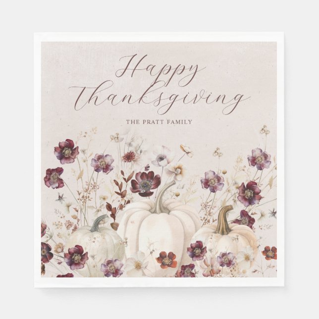 2024 Thanksgiving Dinner Pumpkin Wildflower Napkin (Front)