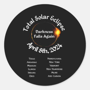 2024 Total Eclipse Darkness Falls Again Classic Round Sticker