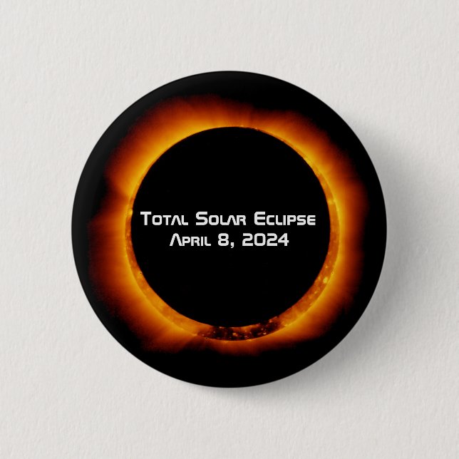 2024 Total Solar Eclipse 6 Cm Round Badge (Front)