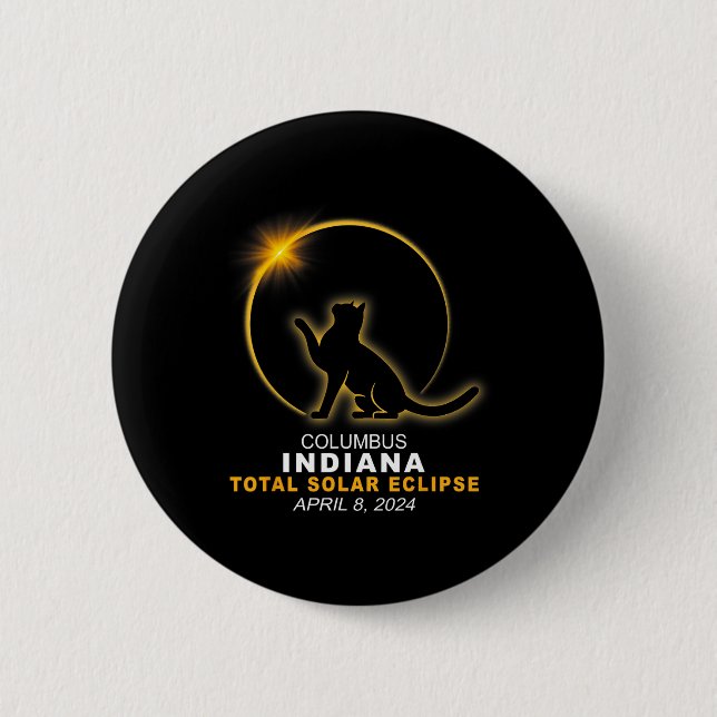 2024 Total Solar Eclipse  6 Cm Round Badge (Front)