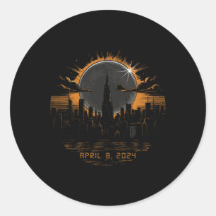 2024 Total Solar Eclipse April 8 New York Classic Round Sticker