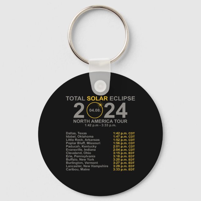 2024 Total Solar Eclipse April 8 Path Of The Eclip Key Ring (Front)