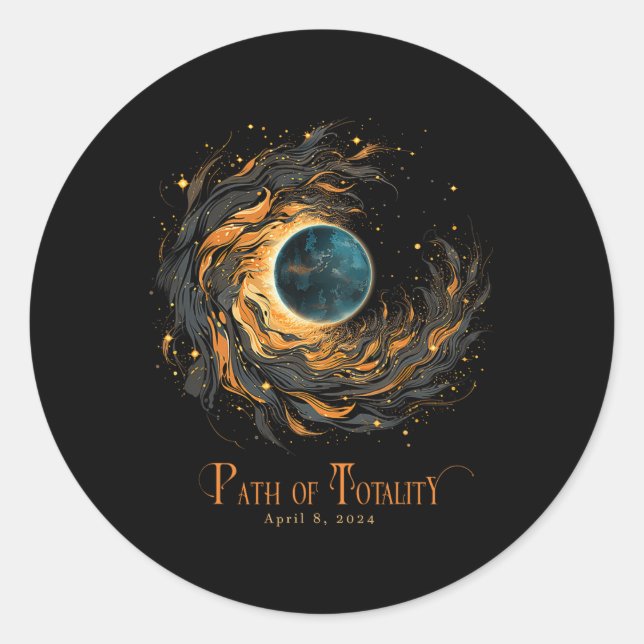 2024 Total Solar Eclipse April 8 Path Of Totality  Classic Round Sticker (Front)