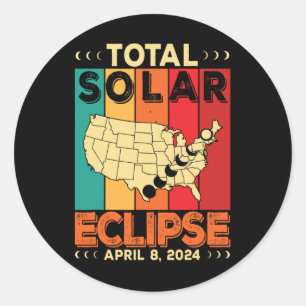 2024 Total Solar Eclipse April Classic Round Sticker