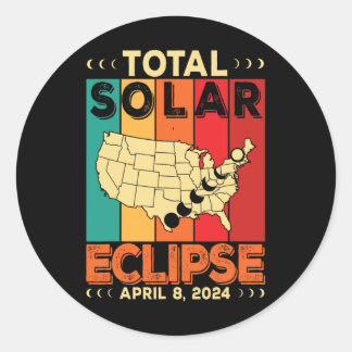 2024 Total Solar Eclipse April  Classic Round Sticker